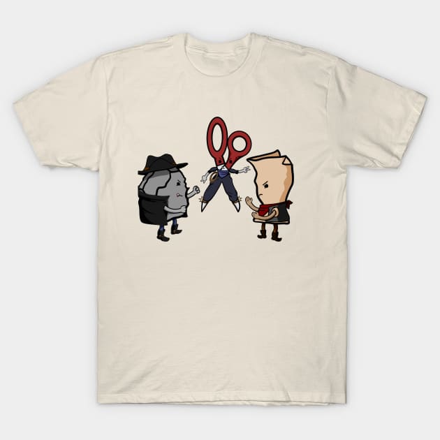 Rock, Paper, Scissors, cowboys duel T-Shirt by Anahis Digital Art